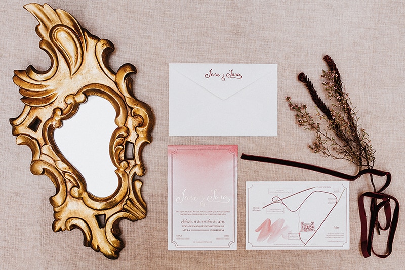 Papelería de bodas con acuarelas