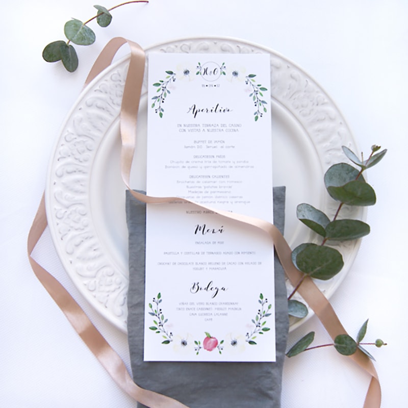 minutas personalizadas para papelería de bodas