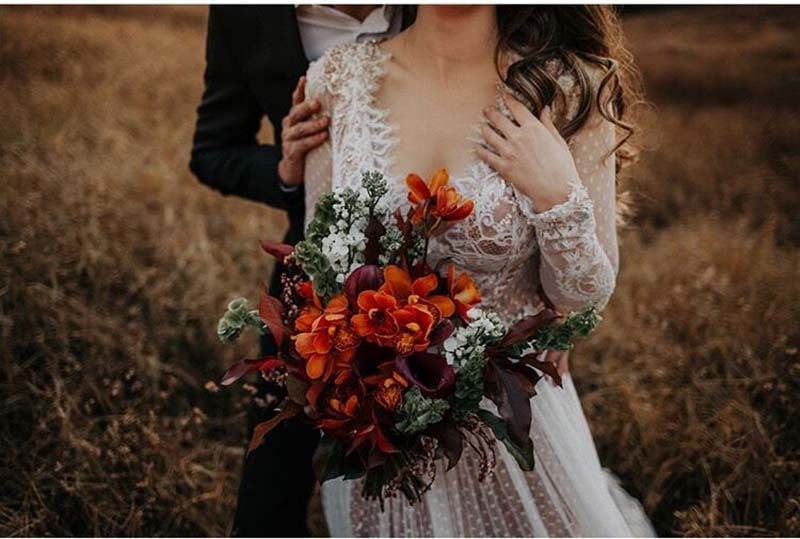 ramo de novia otoñal, tendencias ramos 2019