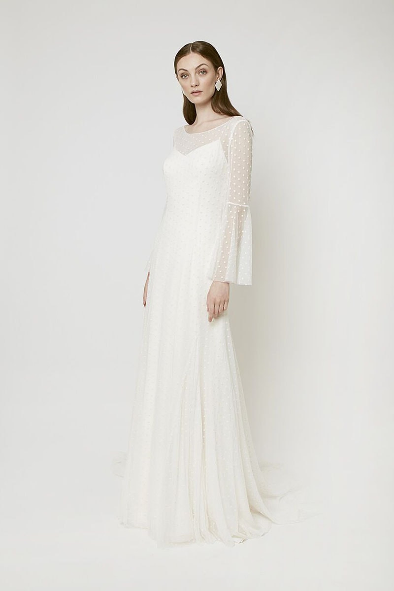 Vestido de novia con plumetti