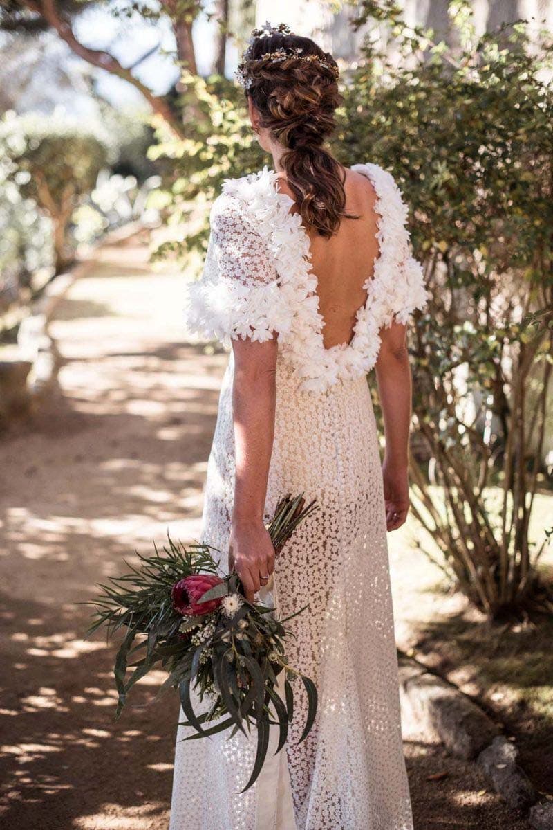 ramo de novia con protea y eucaliptos