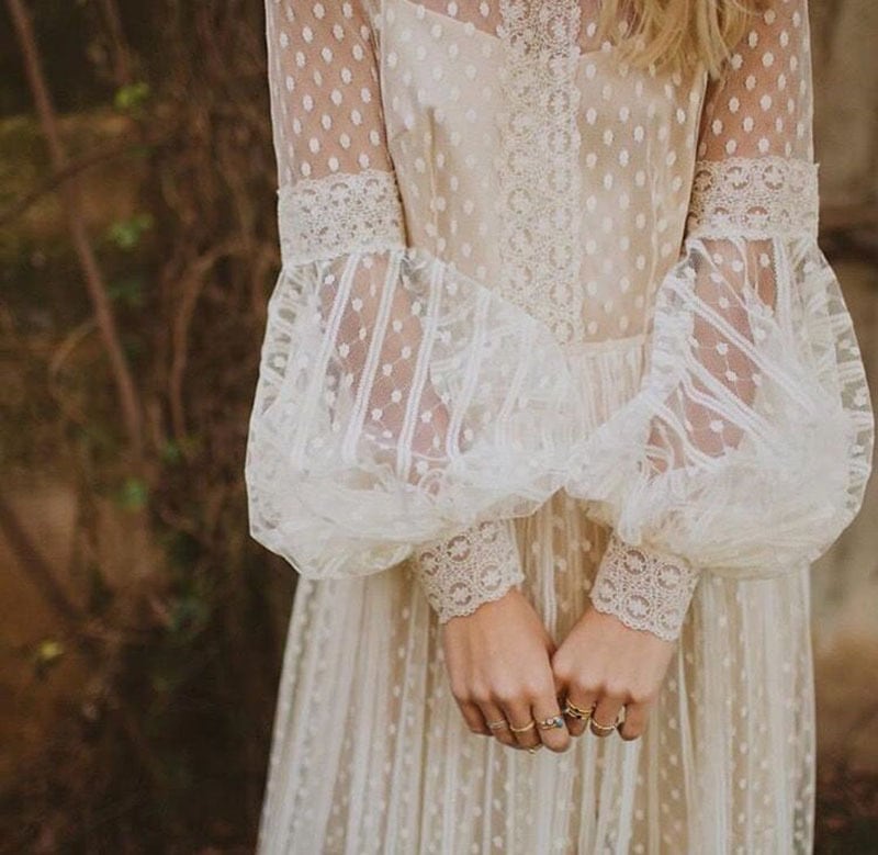 vestido de novia con manga abullonada